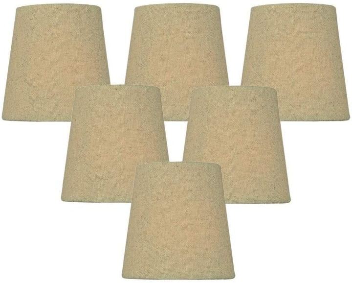 Set 6 Chandelier Sand Linen Clip Lampshade 3x4x4 Brown