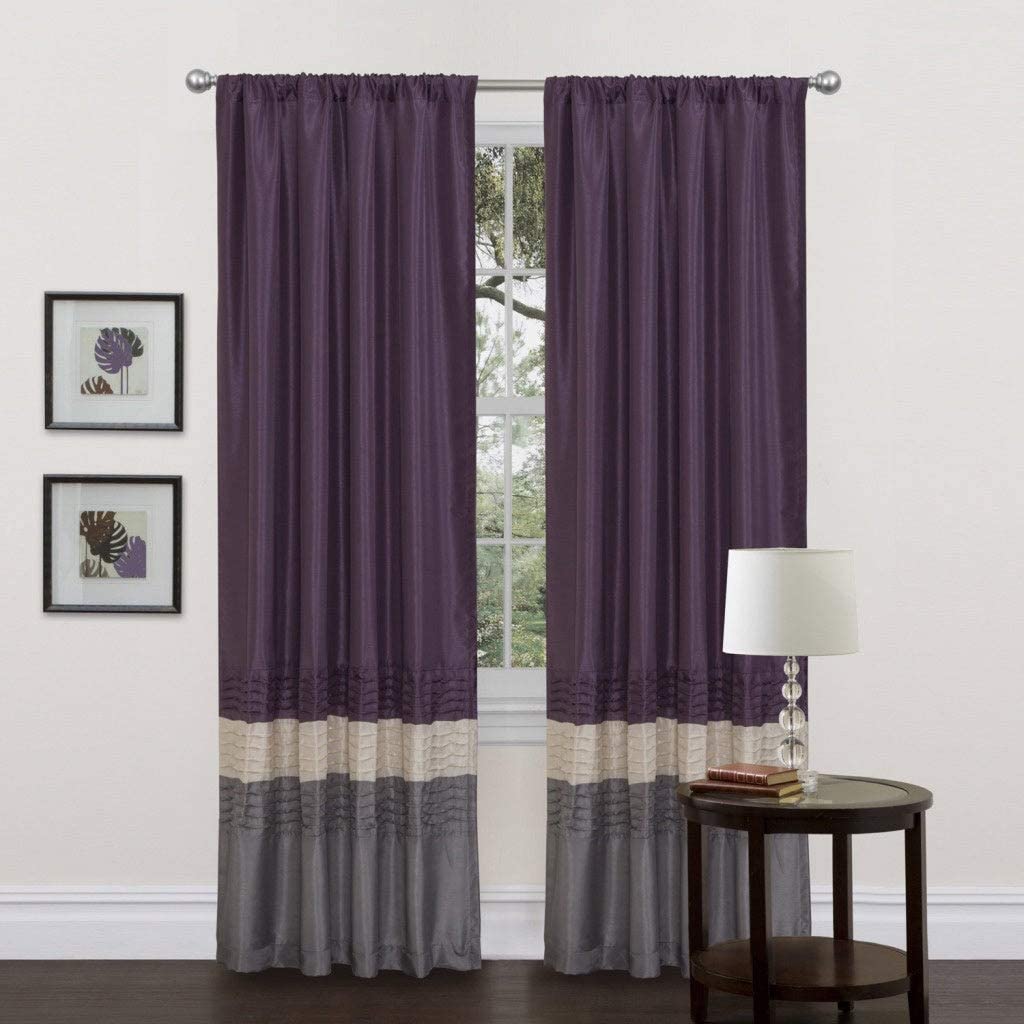 Grey/Purple 84 inch Curtain Panel Pair Color Block
