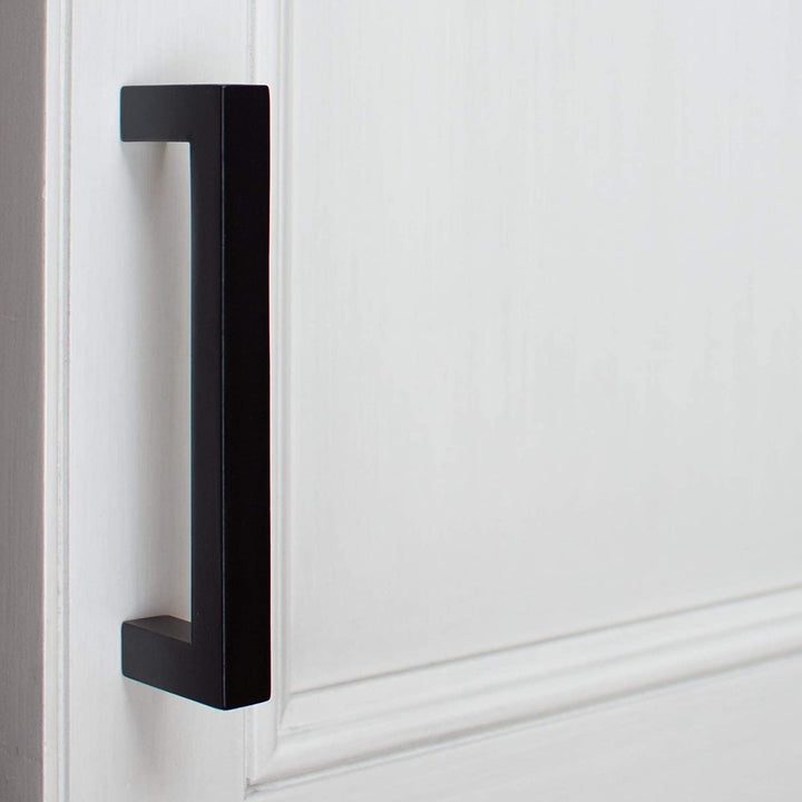 25 Pack 3 3/4 inch Center Solid Square Bar Pull Black Modern Contemporary Metal Matte - Diamond Home USA