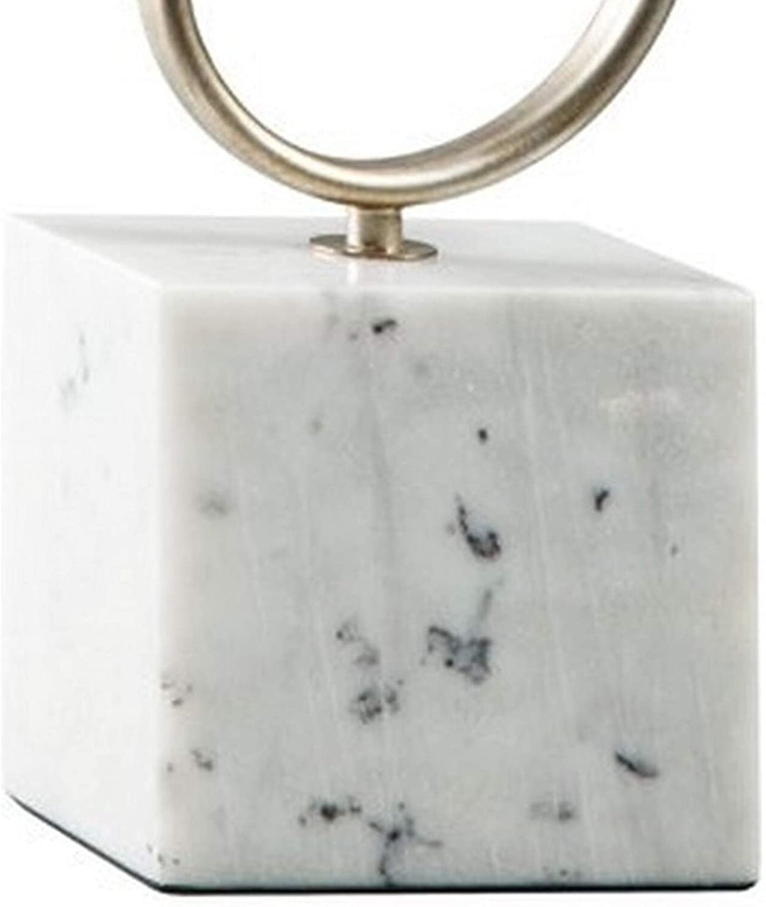 Twisted Scrolled Metal Sculpture Marble Base Champagne Gold White Antique - Diamond Home USA