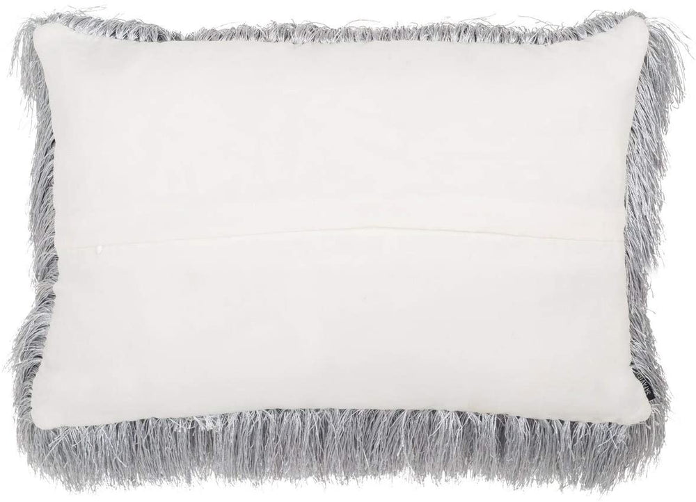Retro Chic Indoor/Outdoor Shag Decorative Pillow Silver Textured Casual Farmhouse Modern Contemporary Synthetic Fiber Single Removable Cover - Diamond Home USA