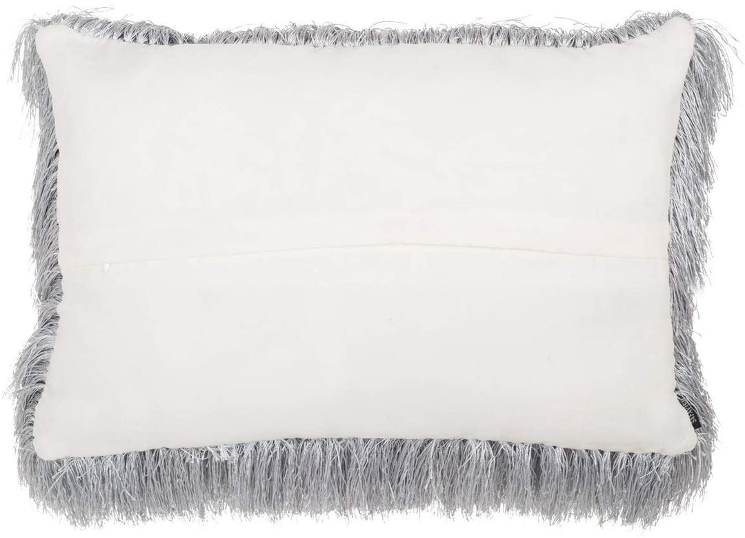 Retro Chic Indoor/Outdoor Shag Decorative Pillow Silver Textured Casual Farmhouse Modern Contemporary Synthetic Fiber Single Removable Cover - Diamond Home USA