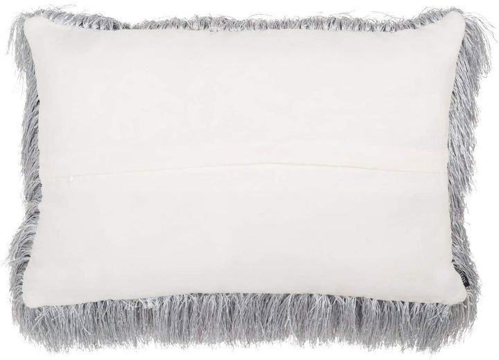 Retro Chic Indoor/Outdoor Shag Decorative Pillow Silver Textured Casual Farmhouse Modern Contemporary Synthetic Fiber Single Removable Cover - Diamond Home USA