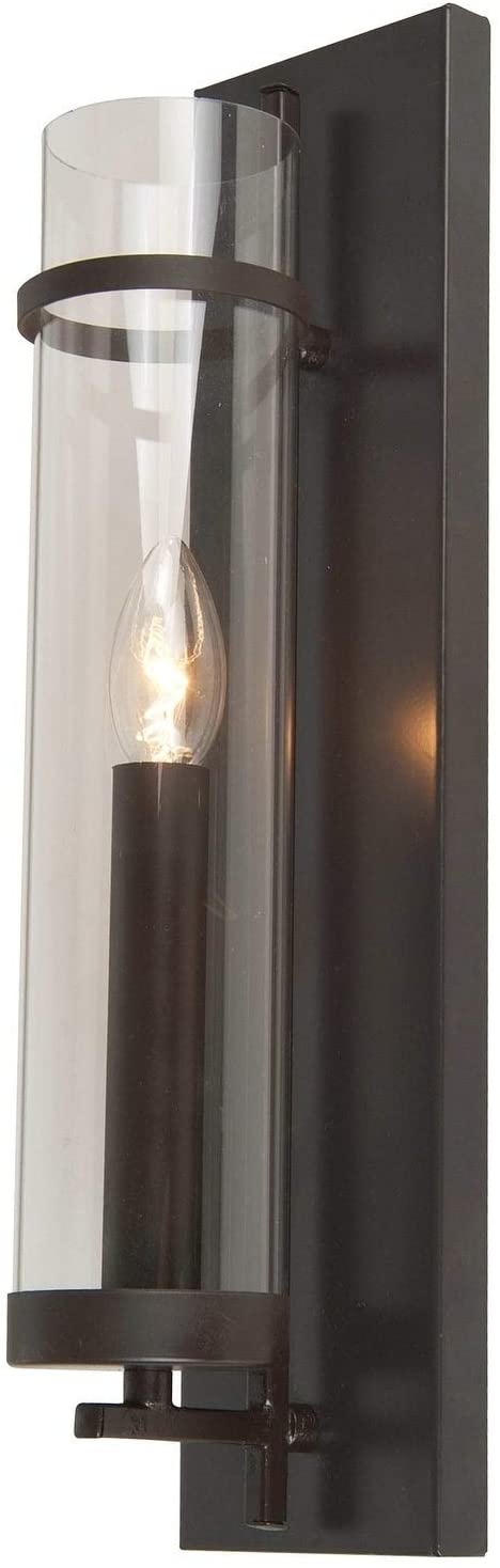 Dark Brown Metal Wall Sconce Clear Glass Shade Modern