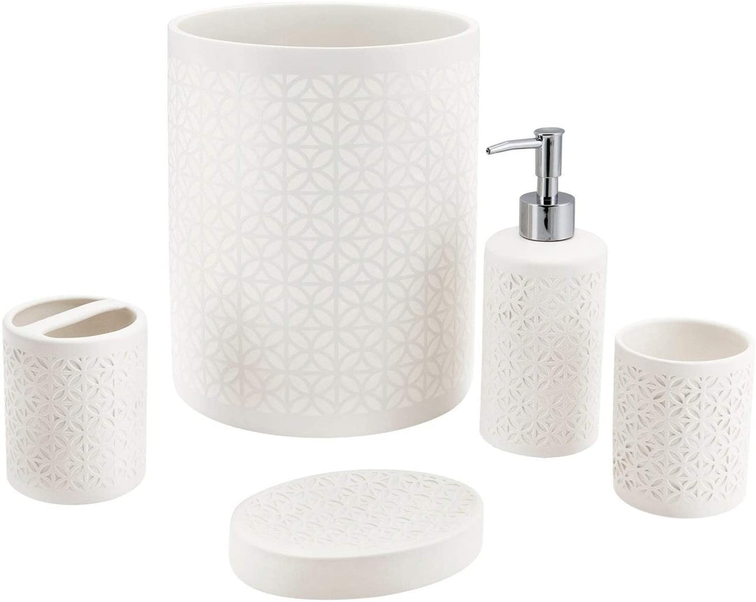 Soap Dish White Motif Ceramic - Diamond Home USA