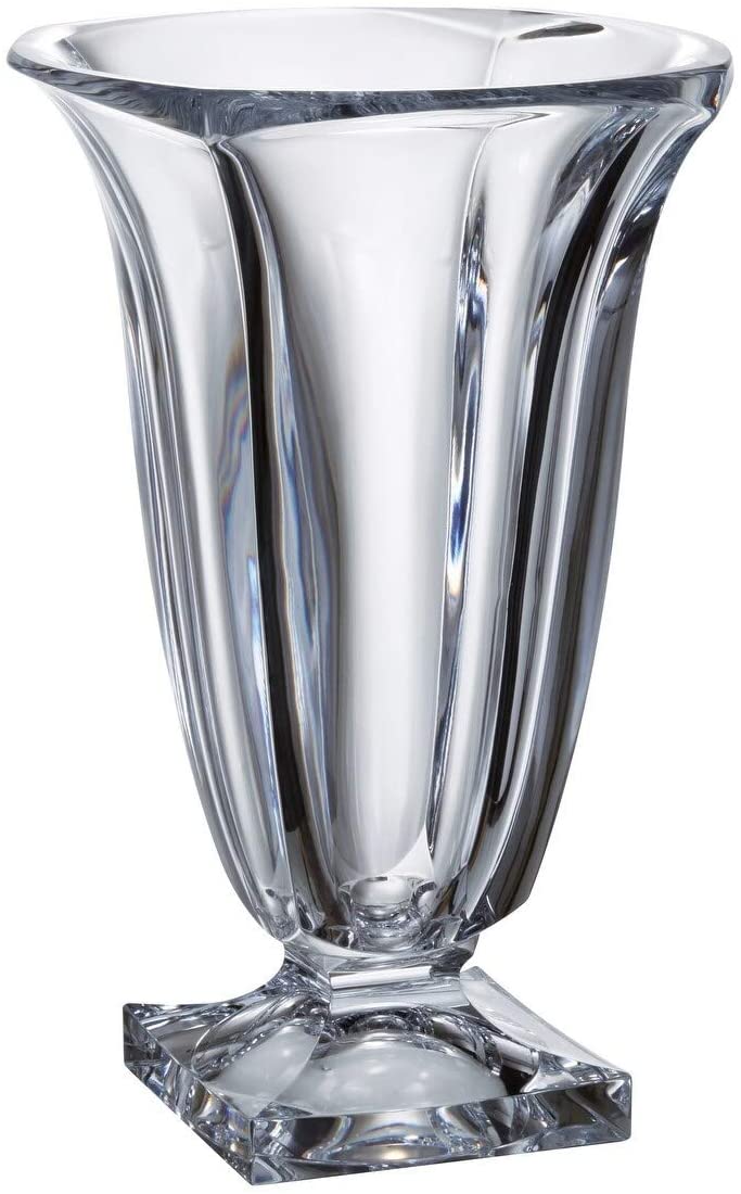 European Glass Footed Vase 12 8" Height X 7 75" Length 7 75"