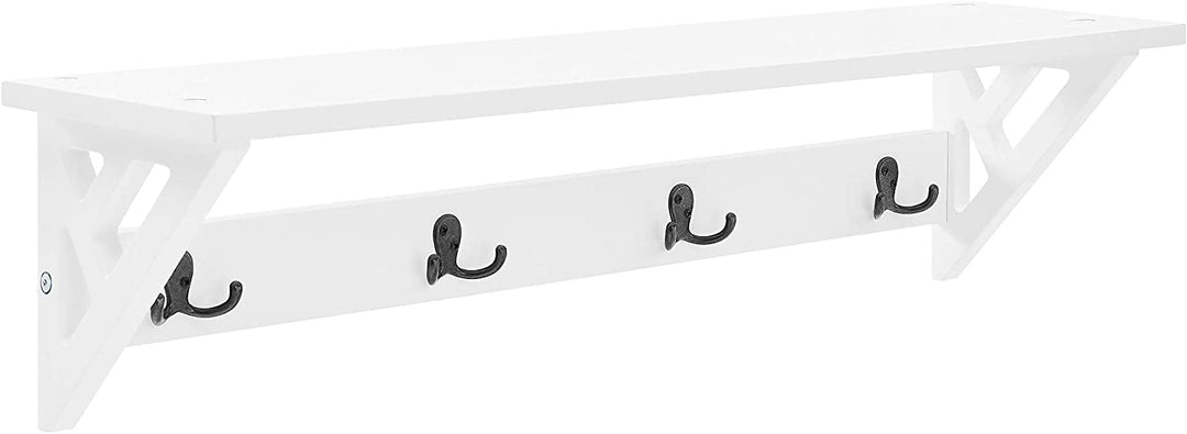 MISC Apple 36 inch Wide Coat Hook Shelf White Farmhouse Transitional Wood Storage
