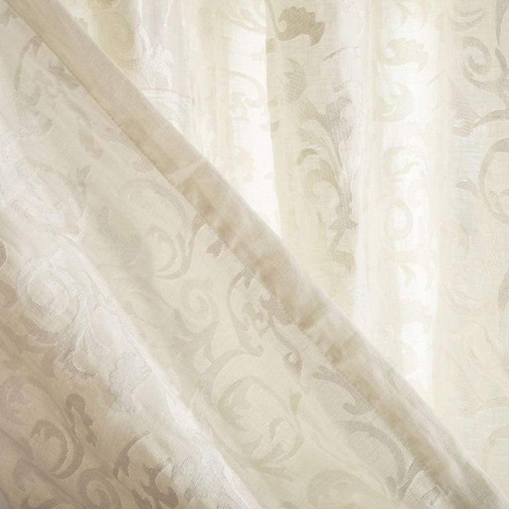 52x84 Single Curtain Panel 84" L X 52" W Ivory Solid Bohemian Eclectic Modern Contemporary Linen - Diamond Home USA