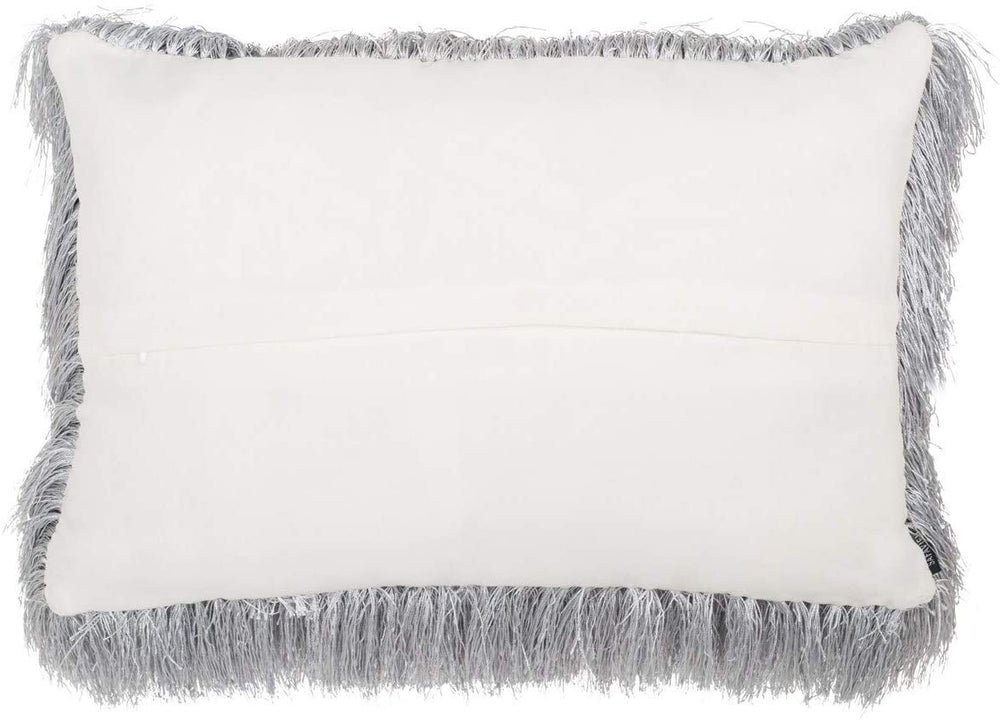 Retro Chic Indoor/Outdoor Shag Decorative Pillow Silver Textured Casual Farmhouse Modern Contemporary Synthetic Fiber Single Removable Cover - Diamond Home USA