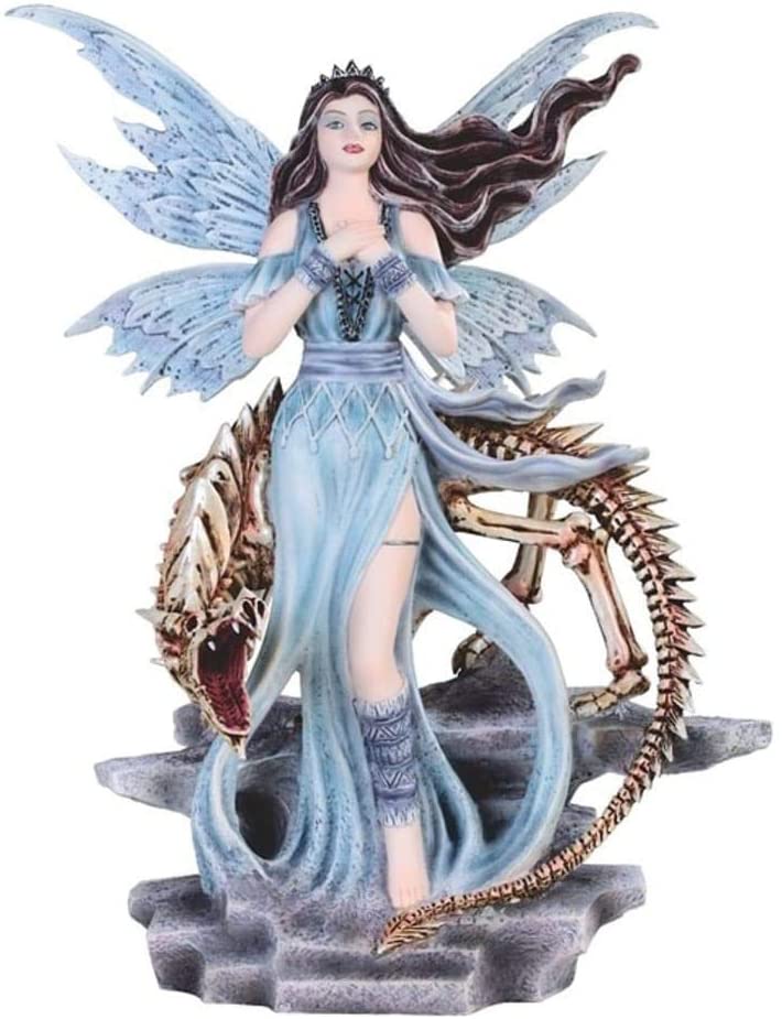 11" h Blue airy Skeleton Dragon Statue antasy Decoration
