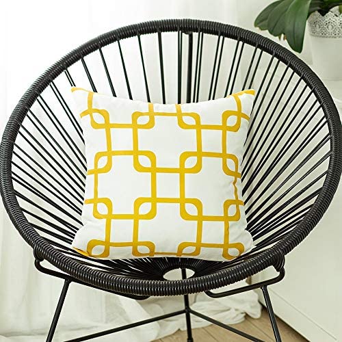 Geometric Yellow Squares 18 inch Throw Pillow Cover Color