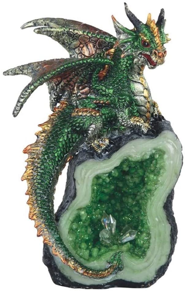 8 5" h Green Dragon Crystal Stone Statue Fantasy