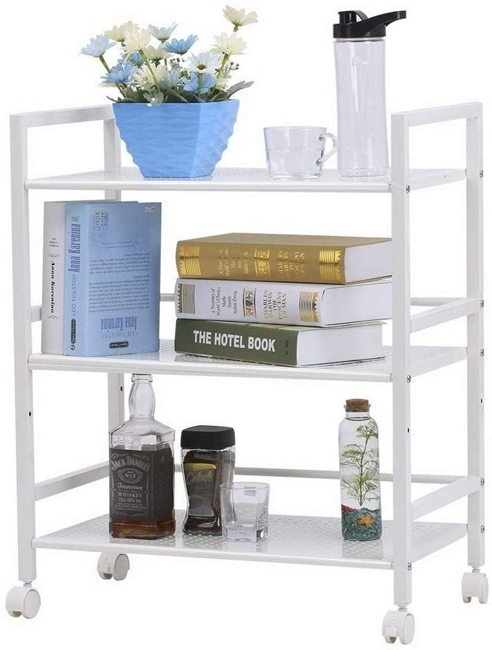 Widen 3 Tier Functional Rolling Kitchen Storage Cart Ivory White Modern Contemporary Iron Handmade - Diamond Home USA