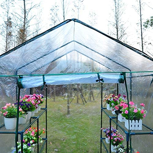 Cover/Steel Frame Outdoor Kit 8 Shelves Green Metal Plastic