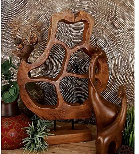 Teak Sculpture Black Brown Acacia Metal