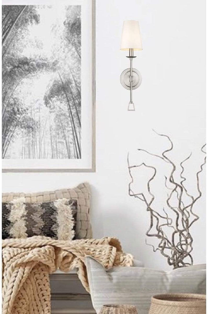 Modern Traditional One 1 Light Wall Sconce Shade Silver Nickel N/ Metallic Contemporary Metal Dimmable - Diamond Home USA