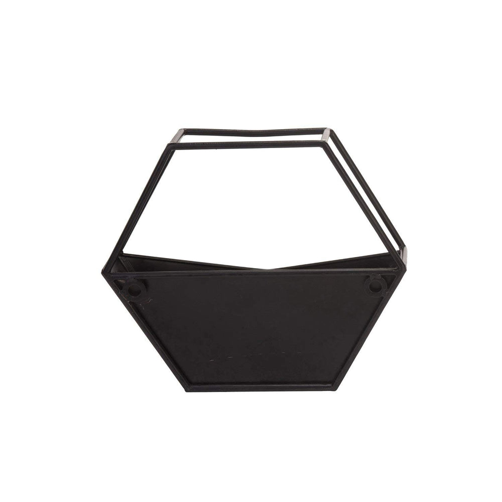 Black Metal Geo Planter Stylish Flower Pot Inhouse Herb Plant Holder Geometric Table Top Wall Hanging Decor Botanic Herbs Plants Iron