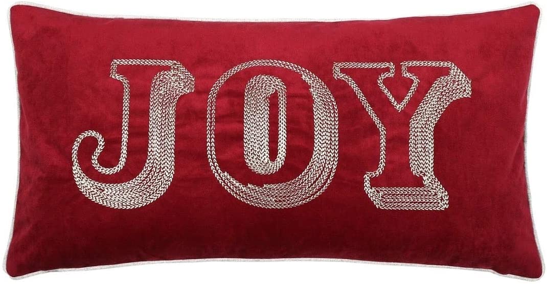Cozy Christmas Joy Throw Pillow Cover Insert 14"x 27" Red