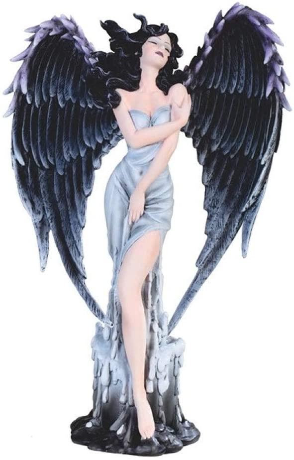 12 5" h Gothic Dark Angel Fairy Feather Wings Statue Fantasy