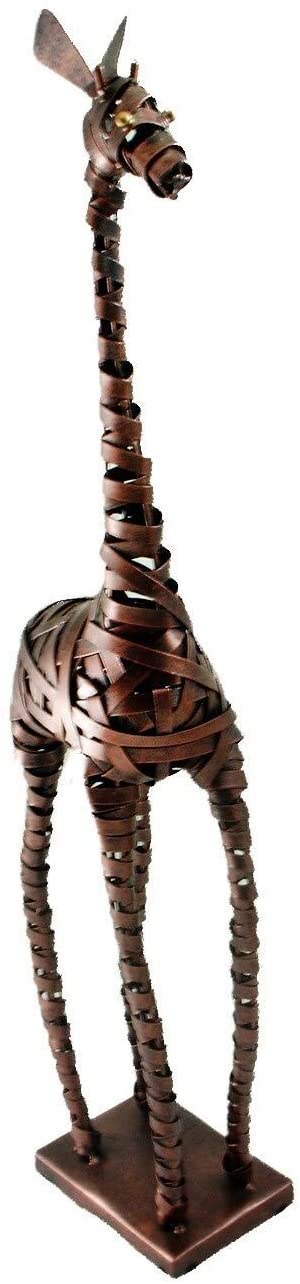 Gentle Giants Intricate Handwoven Metal Slim Giraffe Statue Copper Animals Finish Handmade - Diamond Home USA