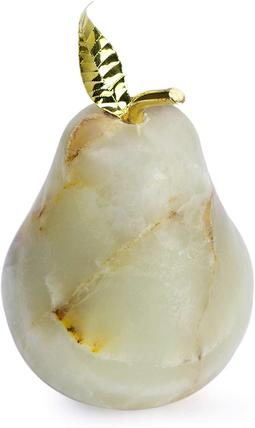 Handmade Onyx Figurine 'Tempting Pear' (Mexico) Green Stone - Diamond Home USA