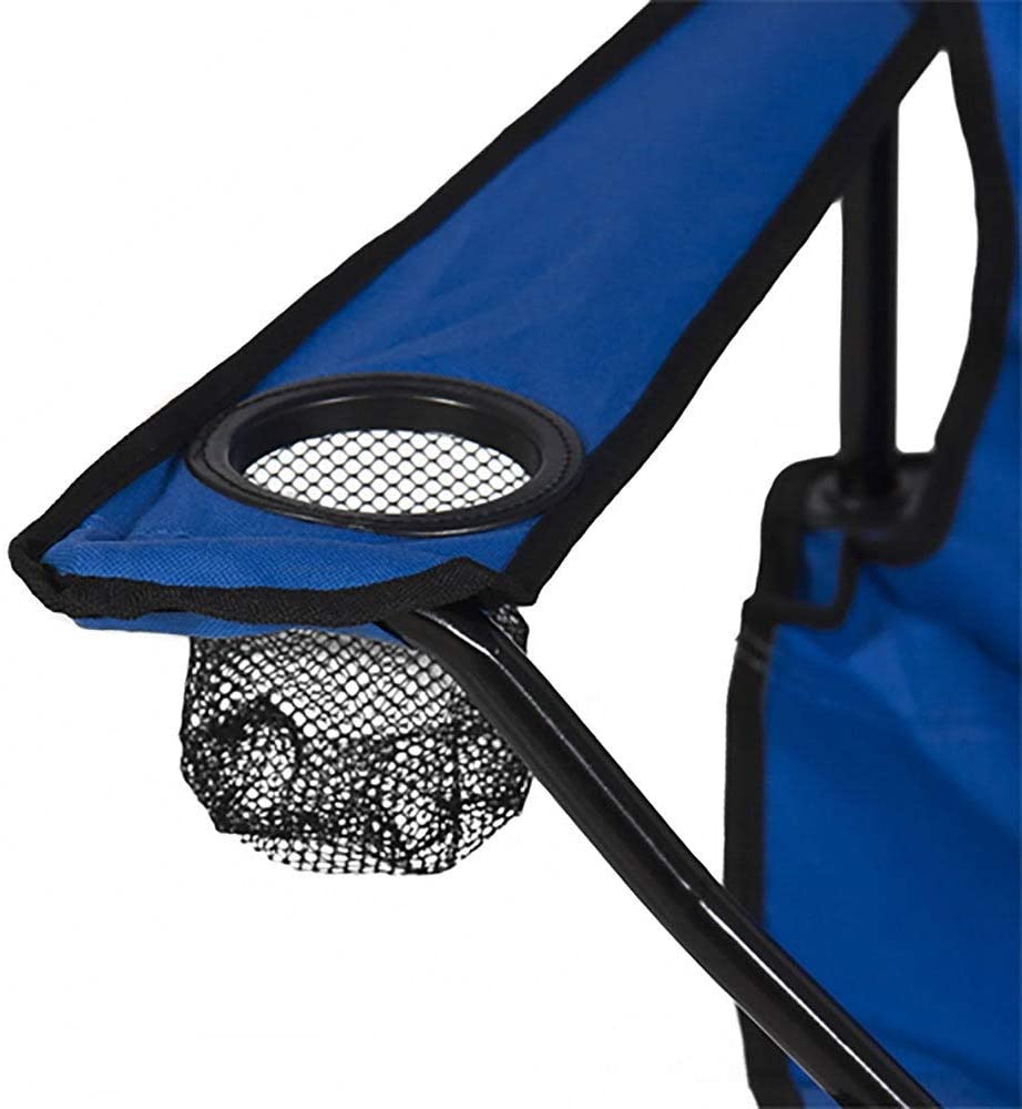 Portable Outdoor 2 seat Folding Chair Removable Sun Umbrella Blue Polyester - Diamond Home USA