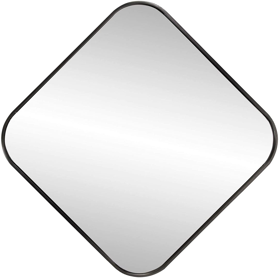 Square Black Mirror Casual Classic Hooks Included - Diamond Home USA