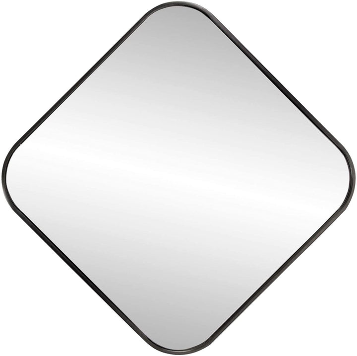 Square Black Mirror Casual Classic Hooks Included - Diamond Home USA