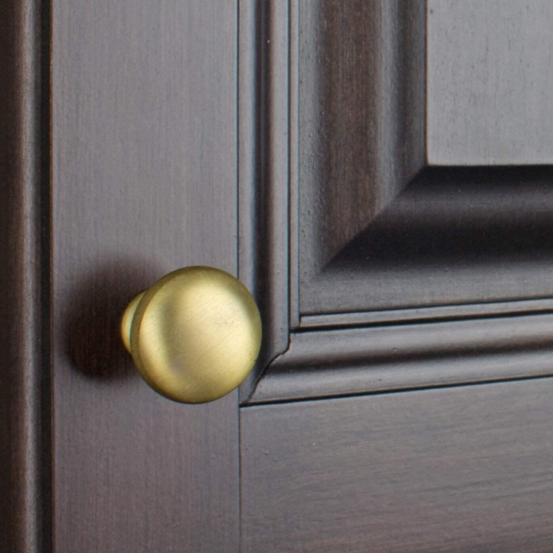 5 Pack 1 1/8 Satin Gold Round Solid Cabinet Knobs Traditional Zinc Finish - Diamond Home USA