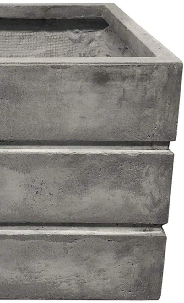 Lightweight Concrete Crate Light Gray Planter Large 17 7'x17 7'x15 2' Grey Industrial Square Handmade - Diamond Home USA