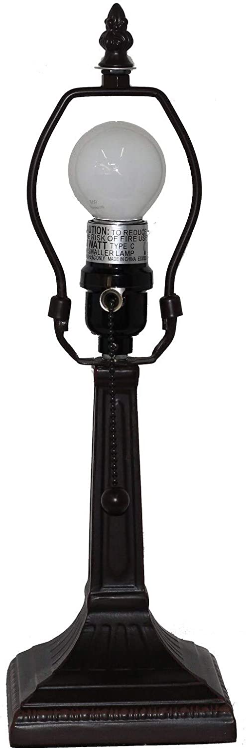 Tiffany Mini Accent Lamp Mission 15" Tall Stained Glass Flower Dragonfly Nightstand Handmade Am289tl08b Color Brown