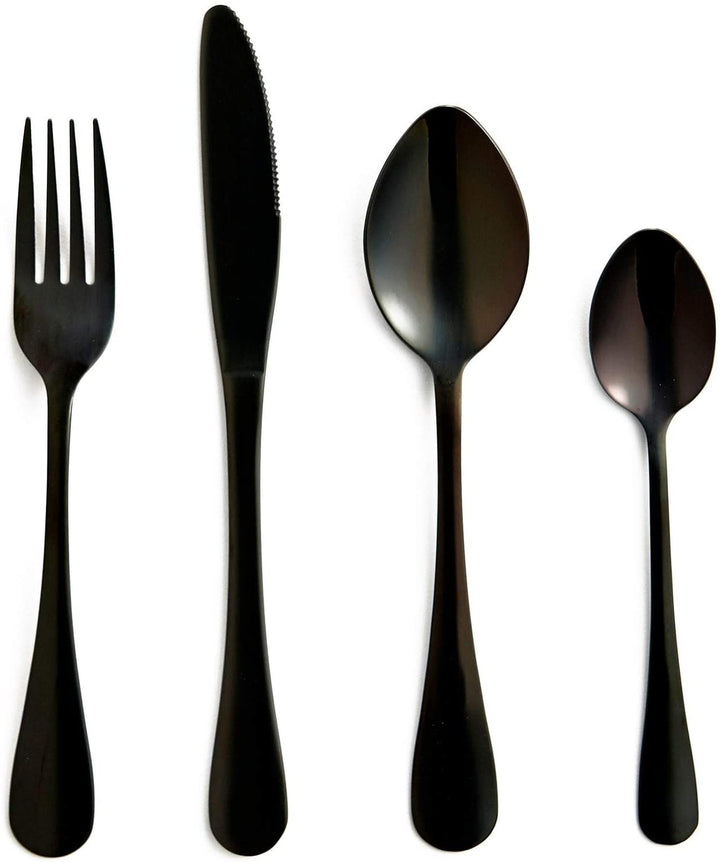 Flatware Stainless Steel Onyx Black 16pc Set None Modern