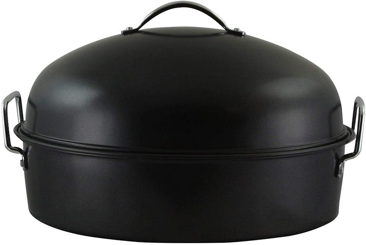 High Dome Oval Roaster Set Black Steel - Diamond Home USA