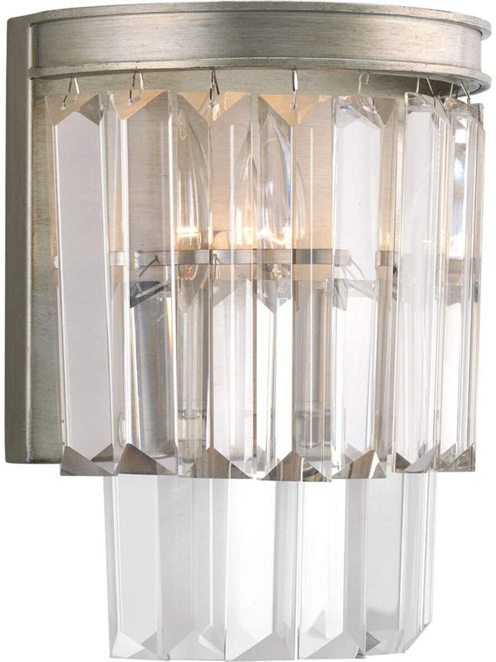 Glimmer Collection 2 Light Silver Ridge Sconce Grey Glam