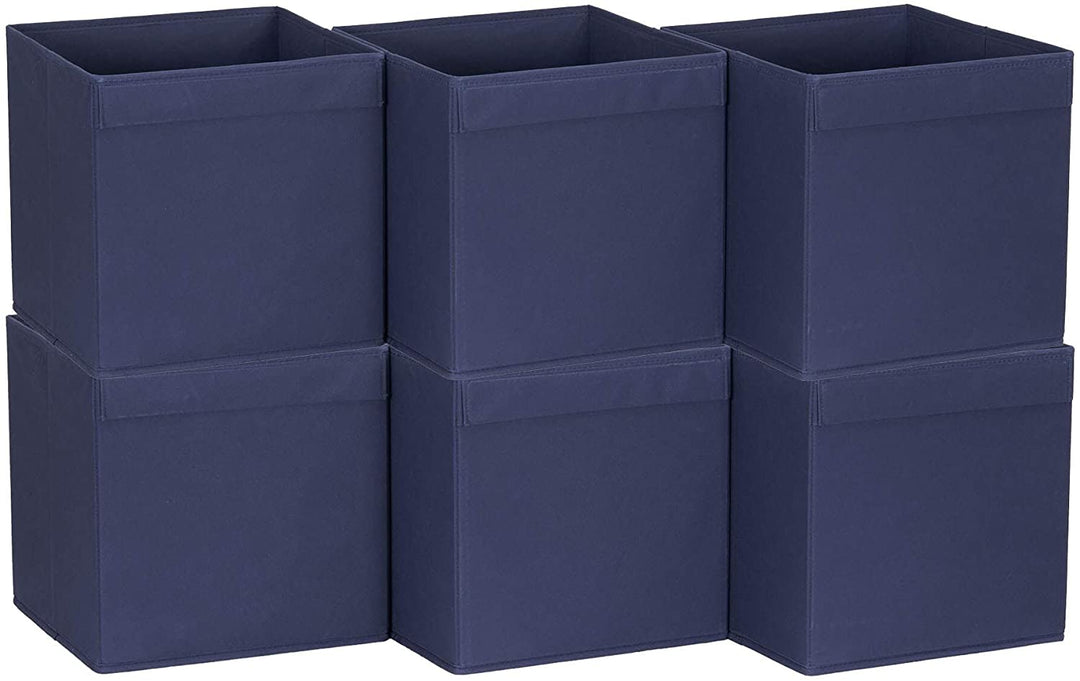 Navy Fabric 11 inch Collapsible Cube (Set 6)