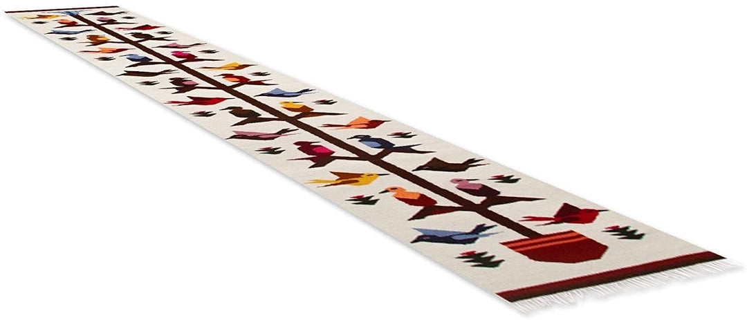 Contemporary Handwoven Wool Cotton Self Fringe Multicolor