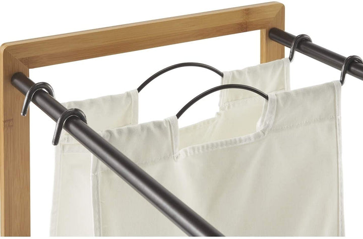 MISC 3 Bag Bamboo Laundry Station White Wood