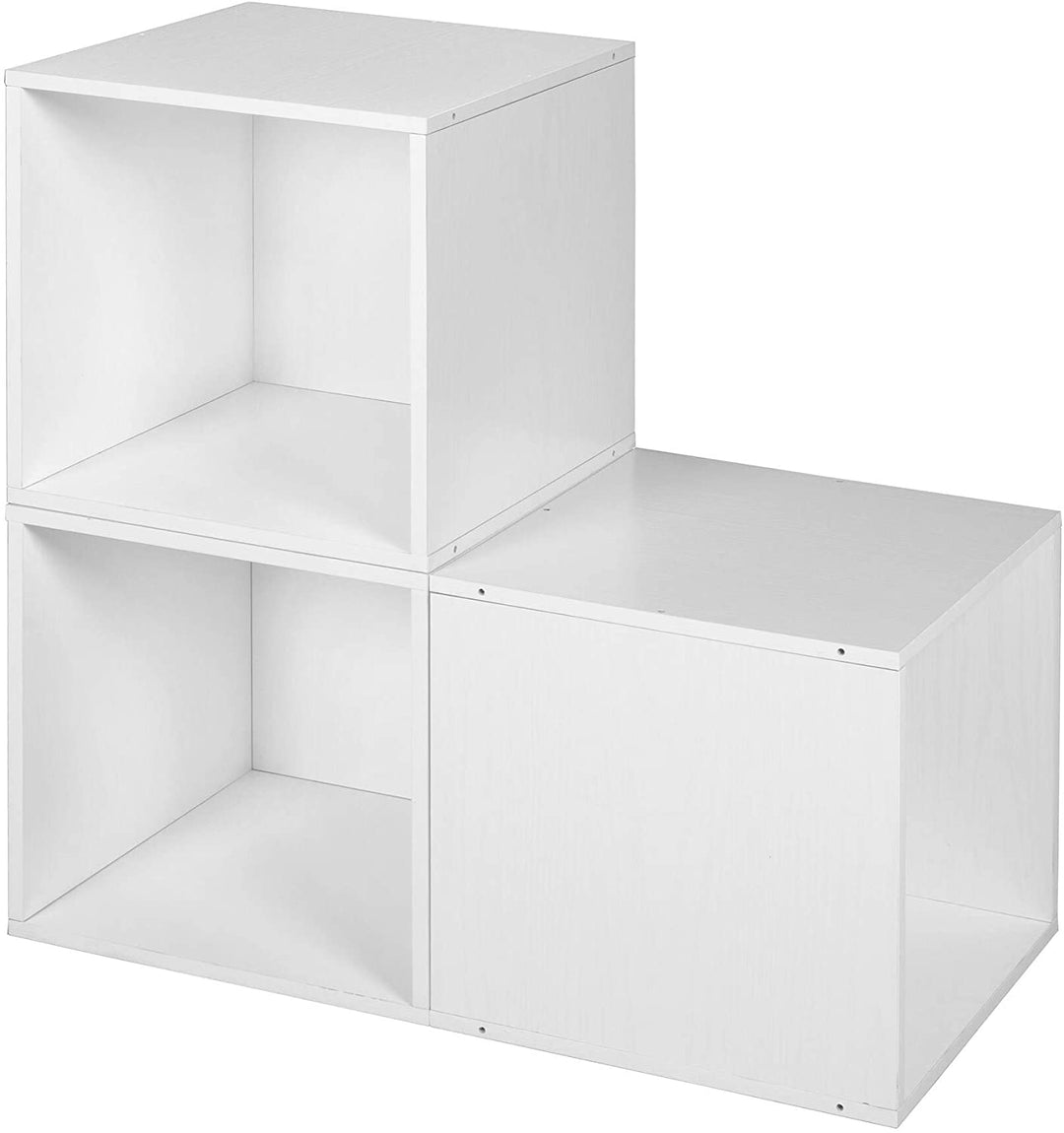 Storage Set 3 Cubes White Wood Grain Modern Contemporary Laminate - Diamond Home USA