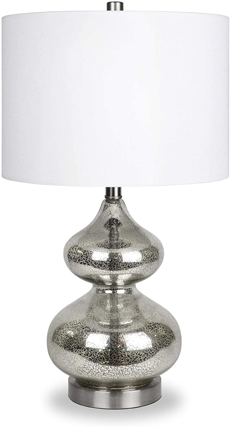 Glass Double Table Lamp Mercury Silver Glam Transitional Vintage Chrome - Diamond Home USA