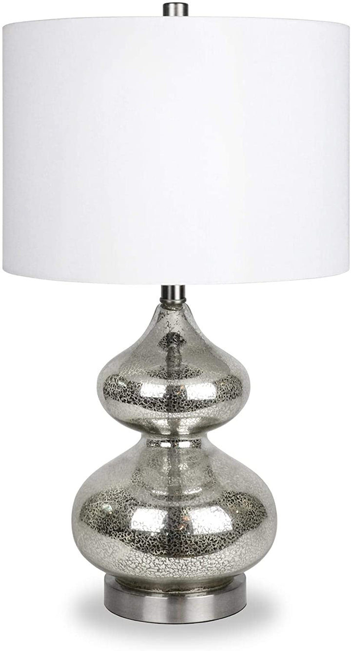 Glass Double Table Lamp Mercury Silver Glam Transitional Vintage Chrome - Diamond Home USA