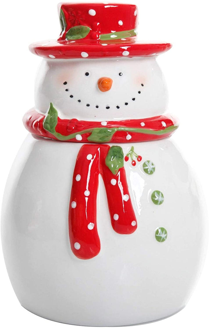 Hand Paintedsnowman Cookie Jar Color Coastal