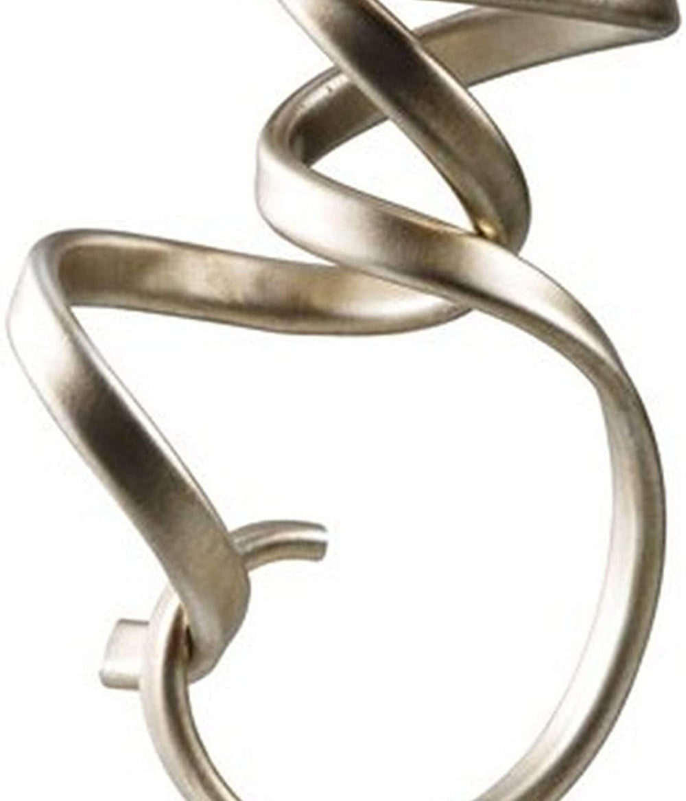 Twisted Scrolled Metal Sculpture Marble Base Champagne Gold White Antique - Diamond Home USA