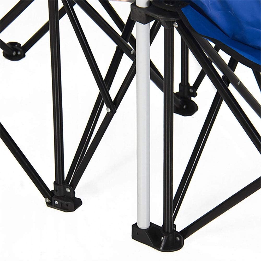 Portable Outdoor 2 seat Folding Chair Removable Sun Umbrella Blue Polyester - Diamond Home USA