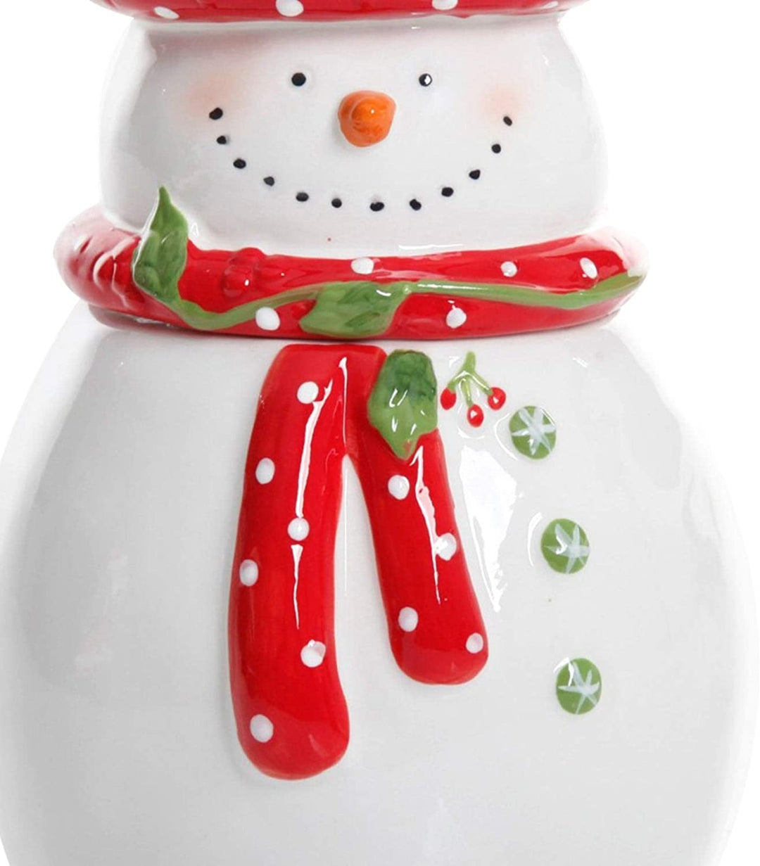 Hand Paintedsnowman Cookie Jar Color Coastal Stoneware - Diamond Home USA