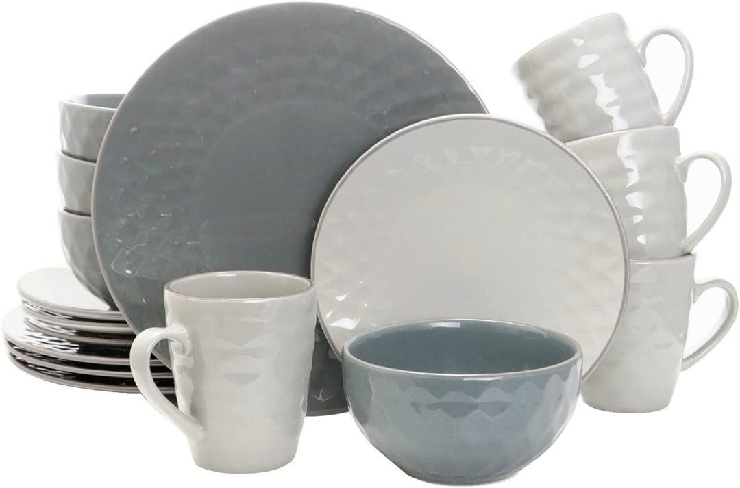 Pearl 16 Piece Dinnerware Set Slate Stone Color Solid Casual