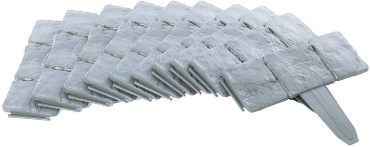 Stone Outdoor Lawn Edging Gate 10pk Interlocking Stakes Grey Plastic - Diamond Home USA