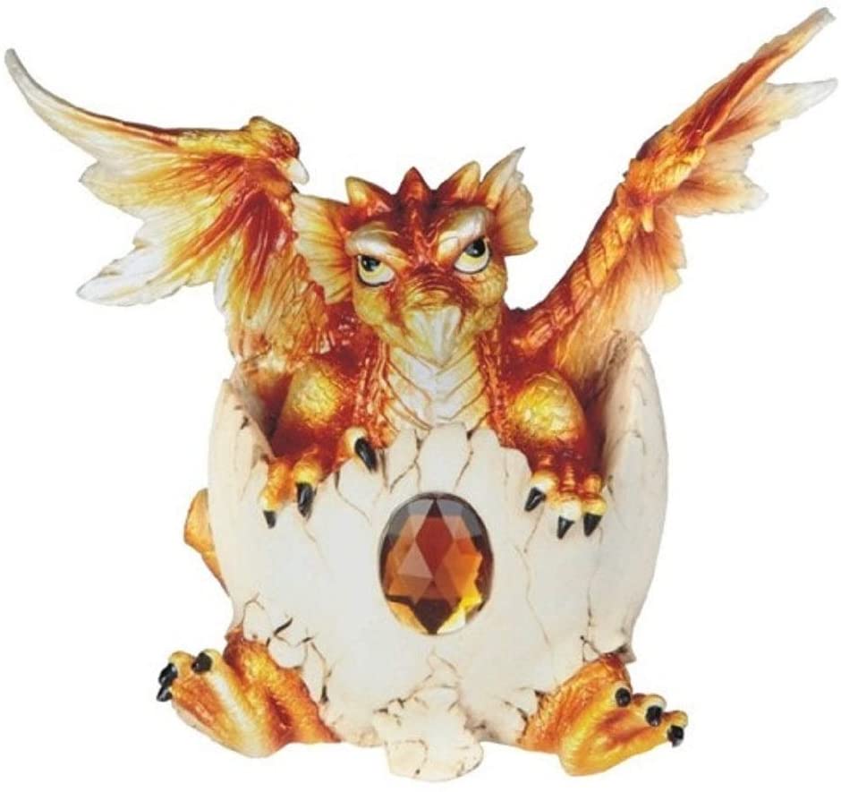 4" h Fantasy November Birthstone Orange Dragon Baby Egg
