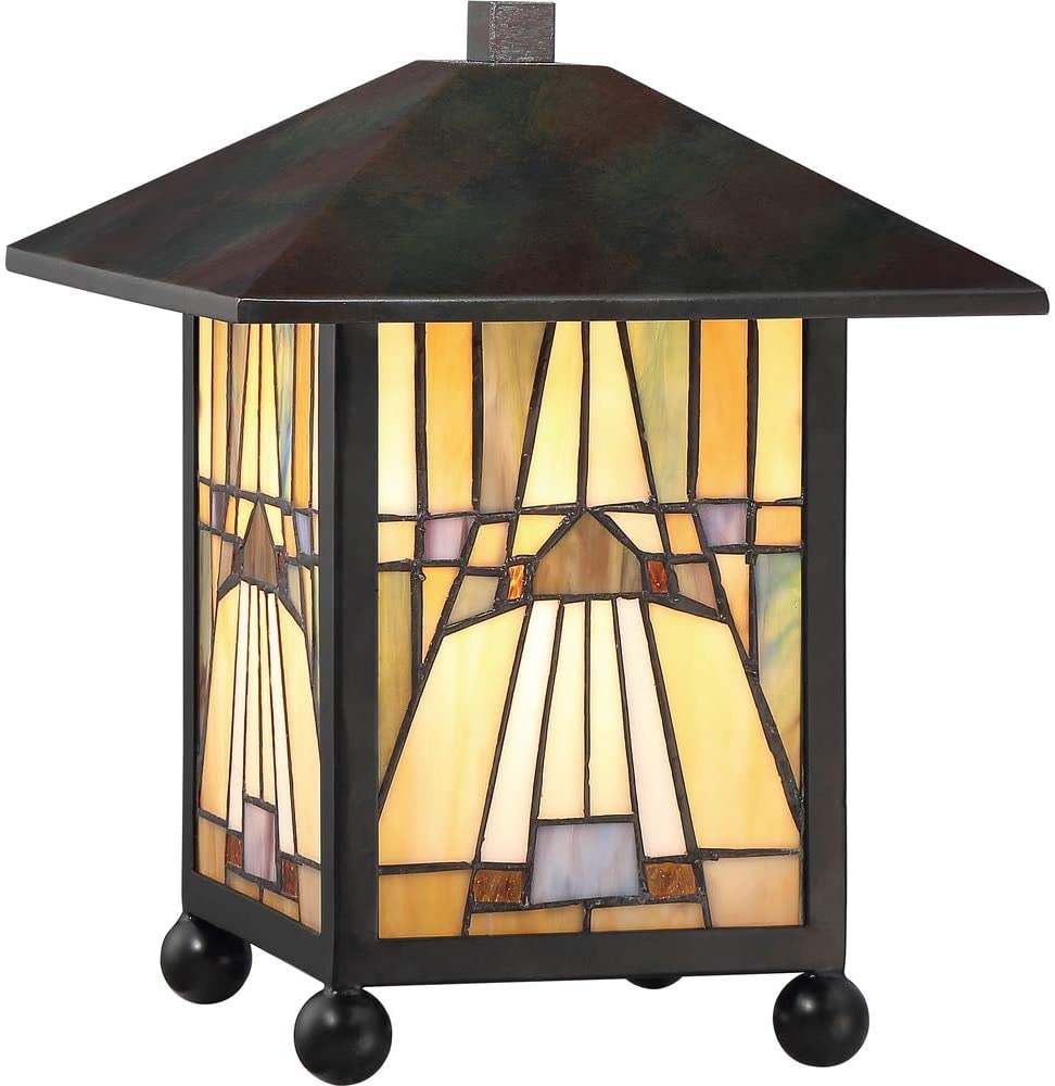Tiffany Rectangular Desk Lamp Brown Traditional