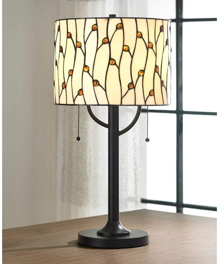 Vines 25" h Tiffany Table Lamp Natural Yellow Modern
