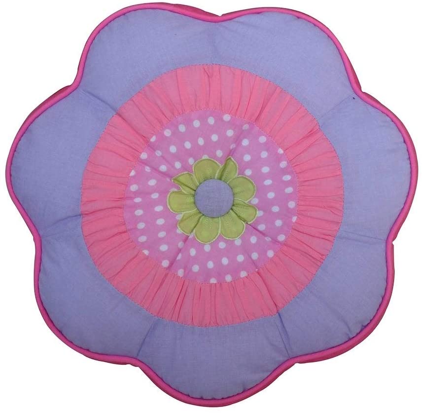 Round Flower Decorative Throw Pillow Green Pink Purple
